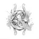 Pisces Aquarius cusp yung yang tattoo design idea