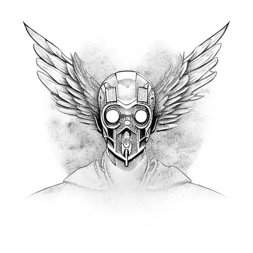 assassin or angel type figure with wings  tattoo design idea