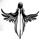 assassin or angel type figure with wings  tattoo design idea