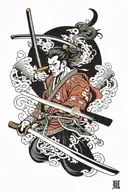 japanese home, samurai, sword tattoo design idea