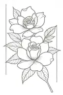 cosmo flower with a rose and two daisy's in a bouquet fine line  tattoo design idea