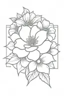 cosmo flower with a rose and two daisy's in a bouquet fine line  tattoo design idea