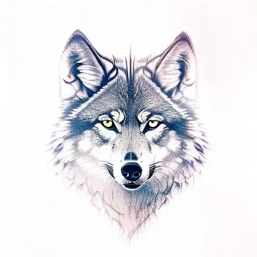 Indian with wolf on his head tattoo design idea