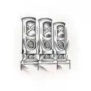 Three ionic Greek columns with before them the sign that escanor of the seven deadly sins, has in the back tattoo design idea