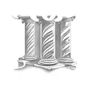 Three ionic Greek columns with before them the sign that escanor of the seven deadly sins, has in the back tattoo design idea