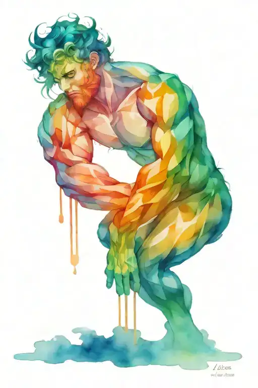 artistic colorfull titan atlas god tattoo design idea