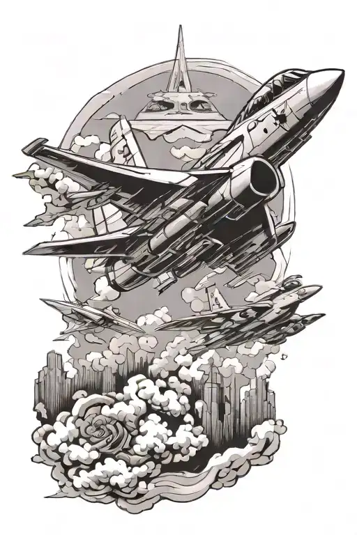 f14 jet flying tattoo design idea