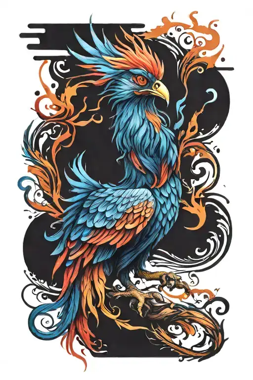 Samuel Beckett Colorful watercolor-style phoenix tattoo tattoo design idea