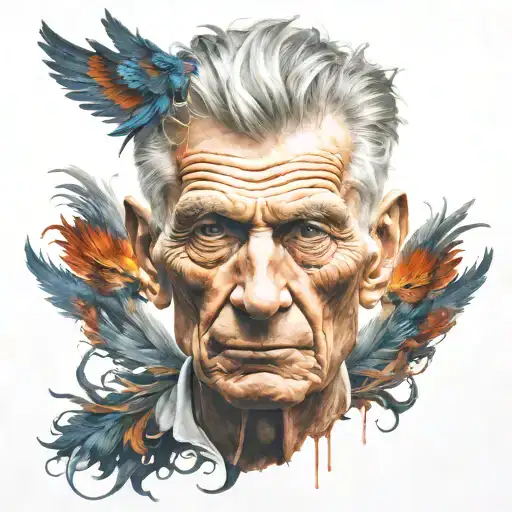 Samuel Beckett Colorful watercolor-style phoenix tattoo tattoo design idea