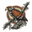 grim reaper red tailed hawk perched tattoo design idea