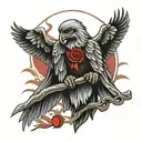 grim reaper red tailed hawk perched tattoo design idea