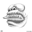 sewed mouth ape skl tattoo design idea