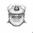 sewed mouth ape skl tattoo design idea