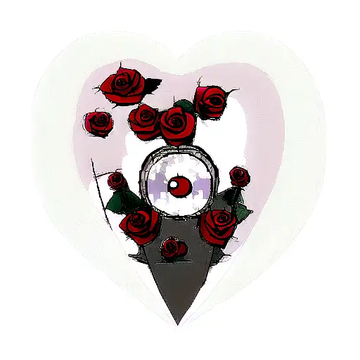 moon with rose heart broken  tattoo design idea