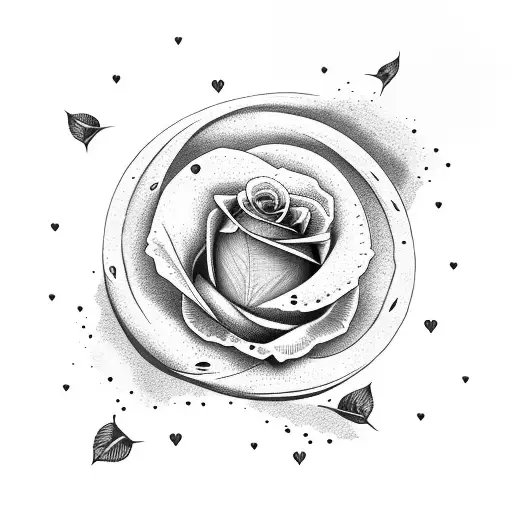 moon with rose heart broken  tattoo design idea