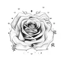 moon with rose heart broken  tattoo design idea
