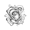 moon with rose heart broken  tattoo design idea