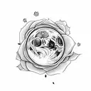 moon with rose heart broken  tattoo design idea