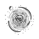 moon with rose heart broken  tattoo design idea