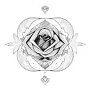 moon with rose heart broken  tattoo design idea
