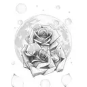 moon with rose heart broken  tattoo design idea