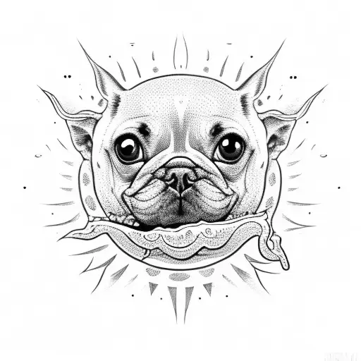 blind dog jumping swallowing the sun tattoo design idea