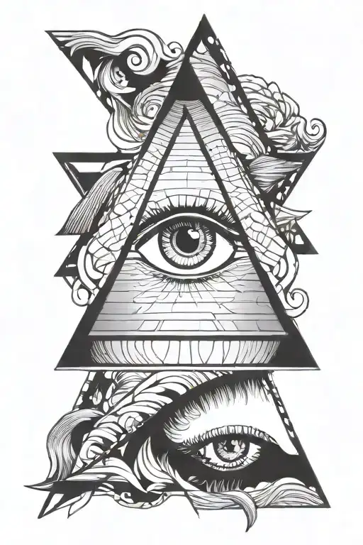 eye in triangle made tattoo design idea