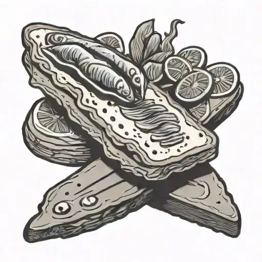 spanish anchovie on slice bread tapas tattoo design idea
