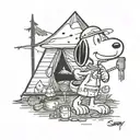 snoopy camping tattoo design idea