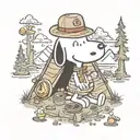 snoopy camping tattoo design idea