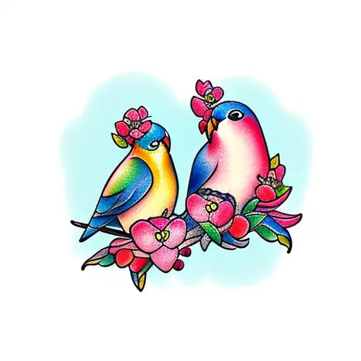 love bird on dogwood tattoo design idea