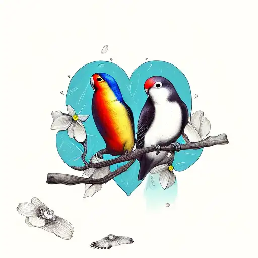 love bird on dogwood tattoo design idea