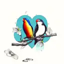 love bird on dogwood tattoo design idea