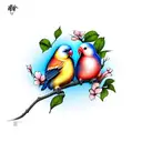 love bird on dogwood tattoo design idea