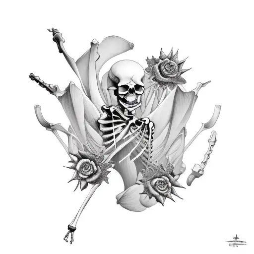 biomechanicalfemale skeleton hand holding a lotus tattoo design idea