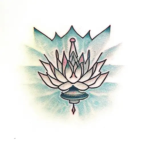 female skeleton hand holding a lotus tattoo design idea