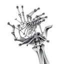 biomechanicalfemale skeleton hand holding a lotus tattoo design idea