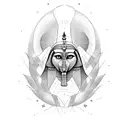 A blackwork tattoo featuring the iconic Sphinx, a symbol of wisdom and mystery. tattoo design idea