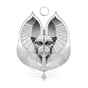 A blackwork tattoo featuring the iconic Sphinx, a symbol of wisdom and mystery. tattoo design idea