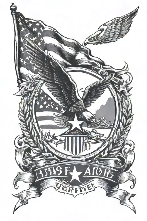  1955 US Airforce logo Japanese Heritage Italian Heritage American flag clou tattoo design idea