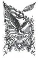  1955 US Airforce logo Japanese Heritage Italian Heritage American flag clou tattoo design idea