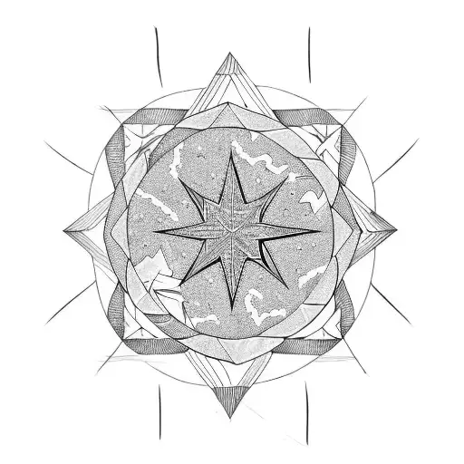 8 pointed north star tattoo design idea