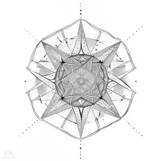 8 pointed north star tattoo design idea