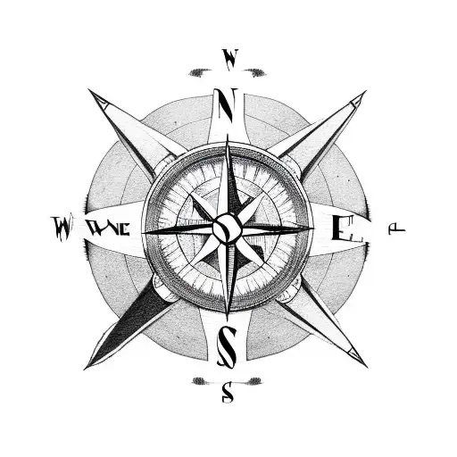 compass, drone, clouds, mountains tattoo design idea