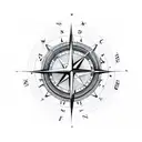 compass, drone, clouds, mountains tattoo design idea