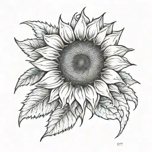 Sunflower with  june 22 2013 in roman numerals tattoo design idea