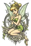 Tinkerbell with fists up  tattoo design idea