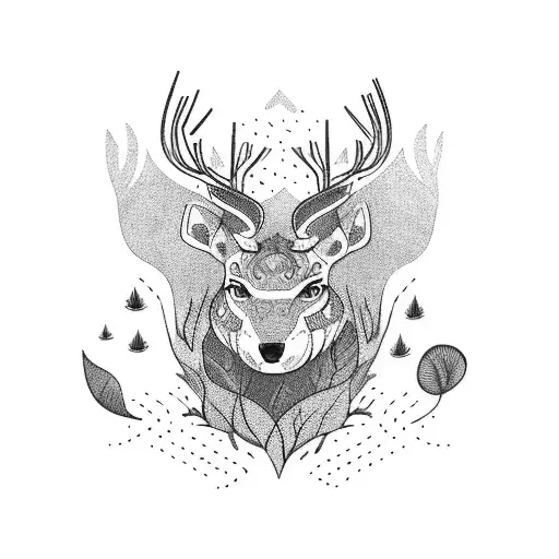 Animals in forest tattoo design idea