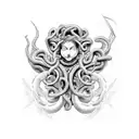Combine the elements of graffiti and Medusa in a dynamic and edgy design. tattoo design idea