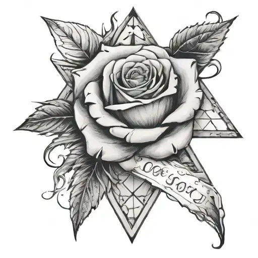 rose with the writting "I love you with all my hearts and all my triangles" tattoo design idea